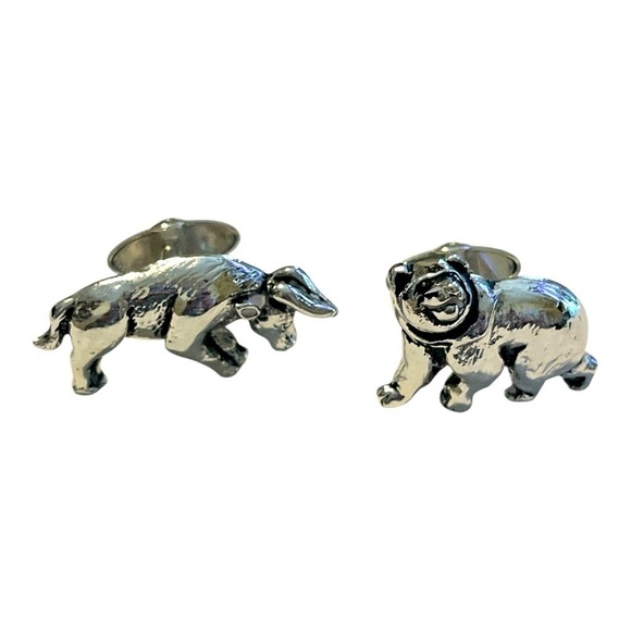 MEN'S DOLAN & BULLOCK STERLING SILVER BULL & BEAR CUFFLINK SET -NWOT- - Picture 1 of 5